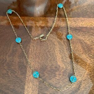 Long Nautical Chain Necklace with Blue Anchor Accents by Top It Off